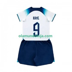 Camisola Inglaterra Kane 9 Criança Equipamento Primeiro Copa do Mundo 2022 Manga Curta